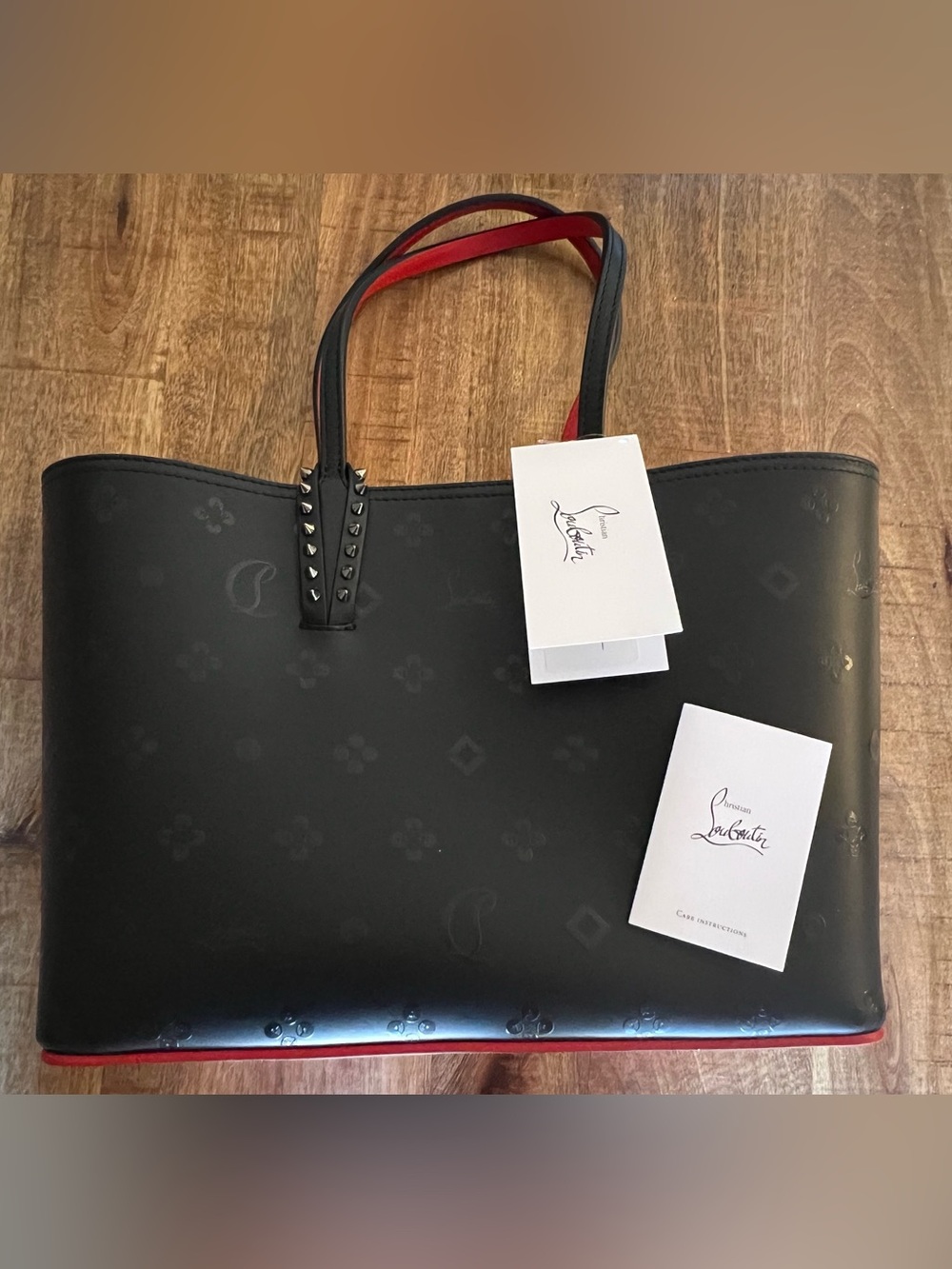 Authentic New Christian Louboutin Black/Red Cabata Loubinthesky Leather Tote - Picture 6 of 7